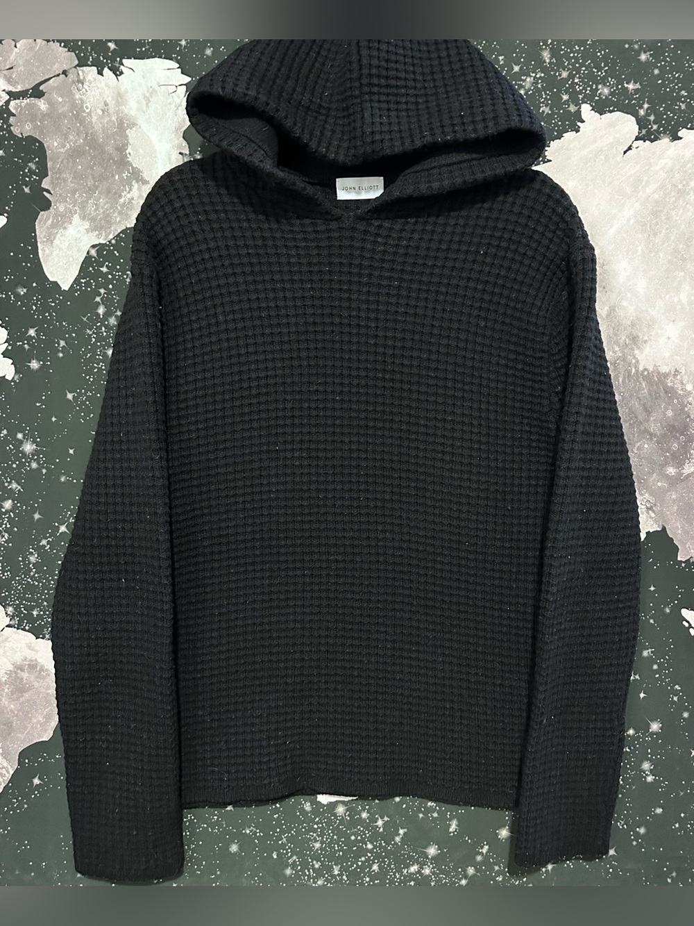 John Elliot Wool Waffle Knit Poncho Hoodie